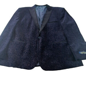 New Men's Studio Ferera Velvet and Corduroy Floral Blazer Black and Navy 54R‎